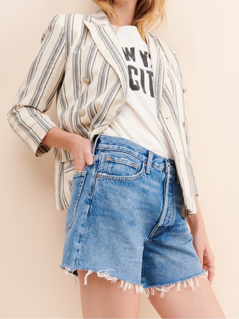 Agolde Parker Long Cutoff Shorts - 25